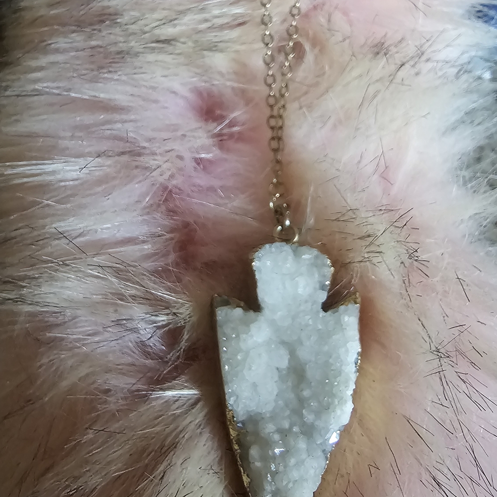 Elegant White Druzy Pendant Necklace